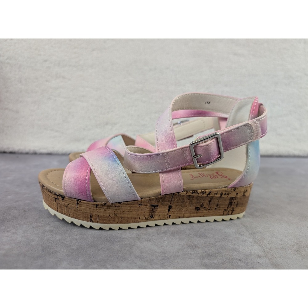 Jellypop Girls Calla Lily Pastel Multi Tie Dye Platform Wedge Sandals Size 1M